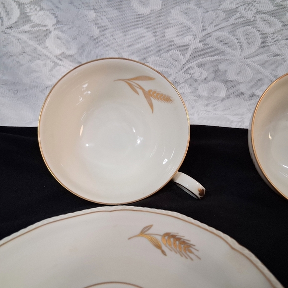 Vintage Teacups Royal Tettau Germany US Zone Wheat Sheaf 24k Trim China Pair - Picture 6 of 16